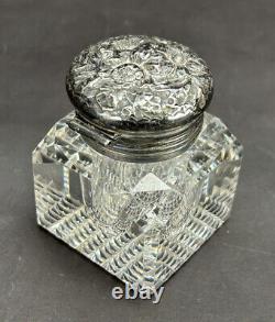 Antique Fancy Sterling Silver & Glass Inkwell Hallmarked