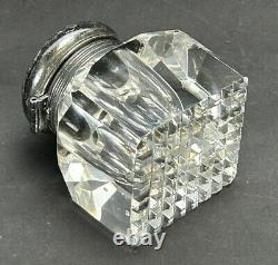 Antique Fancy Sterling Silver & Glass Inkwell Hallmarked