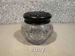Antique Foster & Bailey Sterling Silver Cut Glass Powder Jar Victorian Abp 140