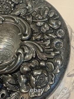 Antique Foster & Bailey Sterling Silver Cut Glass Powder Jar Victorian Abp 140