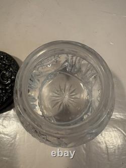 Antique Foster & Bailey Sterling Silver Cut Glass Powder Jar Victorian Abp 140