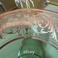 Antique Fostoria Uranium Glass Footed Compote with STERLING Silver Overlay Antique Fostoria Uranium Glass Footed Compote with STERLING Silver Overlay