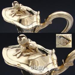 Antique French 18k Gold Vermeil on Sterling Silver & Bacarrat Glass Claret Jug