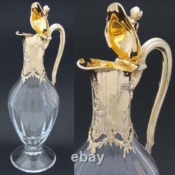 Antique French 18k Gold Vermeil on Sterling Silver & Bacarrat Glass Claret Jug