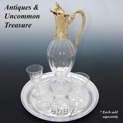 Antique French 18k Gold Vermeil on Sterling Silver & Bacarrat Glass Claret Jug