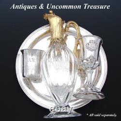 Antique French 18k Gold Vermeil on Sterling Silver & Bacarrat Glass Claret Jug