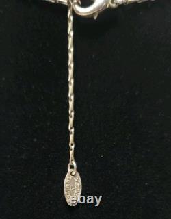 Antique French Art Nouveau Sterling Silver Raw Glass Necklace Signed Pink