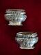 Antique French Pair Of Sterling Silver Glass Salt Cellars Salerons 19th Century