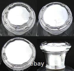 Antique French Sterling Silver & Cut Glass 3pc Vanity Set, Two Perfumes & Lg Jar