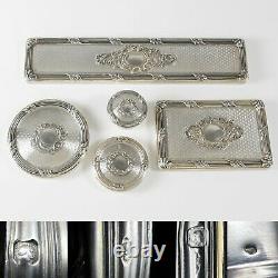 Antique French Sterling Silver & Cut Glass Vanity Set Perfume Bottle Powder Jars