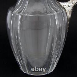 Antique French Sterling Silver & Glass 36oz Wine or Claret Jug, Laurel, Acanthus