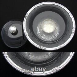 Antique French Sterling Silver & Intaglio Engraved Glass Covered Plateau, Dish