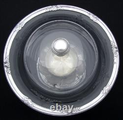 Antique French Sterling Silver & Intaglio Engraved Glass Covered Plateau, Dish