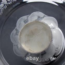 Antique French Sterling Silver & Intaglio Engraved Glass Covered Plateau, Dish