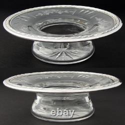 Antique French Sterling Silver & Intaglio Etched Glass Condiment or Caviar Dish