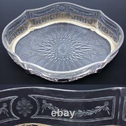 Antique French Sterling Silver & Intaglio Glass 12.5 Jardiniere or Centerpiece