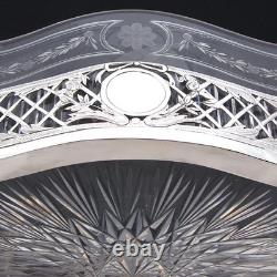 Antique French Sterling Silver & Intaglio Glass 12.5 Jardiniere or Centerpiece