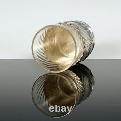 Antique French Sterling Silver Spiral Fluted Cut Glass Tumbler Cup, Rocailles