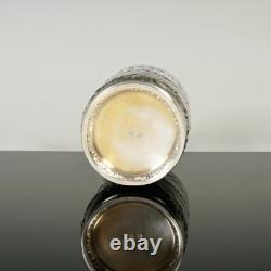 Antique French Sterling Silver Spiral Fluted Cut Glass Tumbler Cup, Rocailles