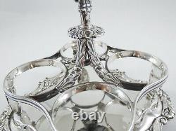 Antique Georgian 1828 Sterling Silver 5pc Four Glass Bottle Cruet Condiment Set