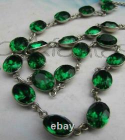 Antique Georgian Sterling Silver Emerald Green Glass Paste Rivière Necklace