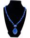 Antique Germany Art Deco Sterling Silver Hand Poured Blue Glass Signed Necklace
