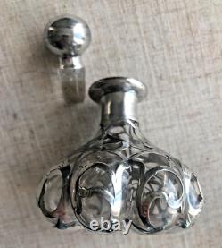 Antique Glass Perfume Bottle Sterling Silver Overlay Art Nouveau American Art