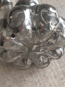 Antique Glass Perfume Bottle Sterling Silver Overlay Art Nouveau American Art