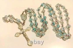 Antique Glass Rose Beads Sterling Silver Rosary EXCELLENT CONDITION