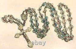 Antique Glass Rose Beads Sterling Silver Rosary EXCELLENT CONDITION