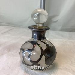 Antique Glass Sterling Silver Overlay Perfume Bottle Decanter Art Nouveau READ