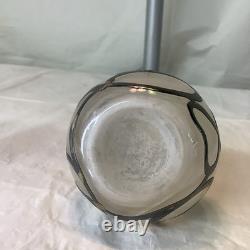 Antique Glass Sterling Silver Overlay Perfume Bottle Decanter Art Nouveau READ