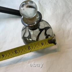 Antique Glass Sterling Silver Overlay Perfume Bottle Decanter Art Nouveau READ