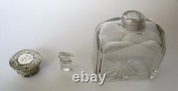 Antique Glass & Sterling Silver Perfume Bottle With Original Glass Stopper