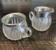 Antique Glass Sterling Silver Sugar Bowl & Creamer