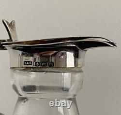 Antique Glass Whisky Noggin with sterling silver hinged lid Levi Salaman mark