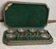 Antique Glass And Sterling Silver Salt Cellar And Cellar Spoon Set X 6 (in Case)