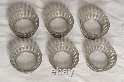 Antique Glass and Sterling Silver Salt Cellar and Cellar Spoon Set x 6 (in case)