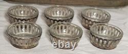 Antique Glass and Sterling Silver Salt Cellar and Cellar Spoon Set x 6 (in case)