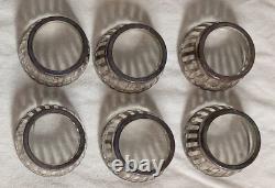 Antique Glass and Sterling Silver Salt Cellar and Cellar Spoon Set x 6 (in case)