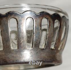 Antique Glass and Sterling Silver Salt Cellar and Cellar Spoon Set x 6 (in case)