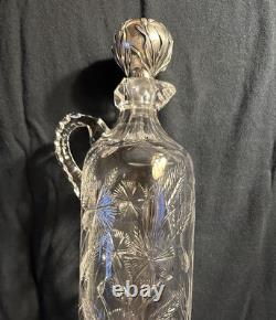 Antique Gorham Brilliant Cut Glass Whiskey Wheat Decanter Sterling Silver Bottle