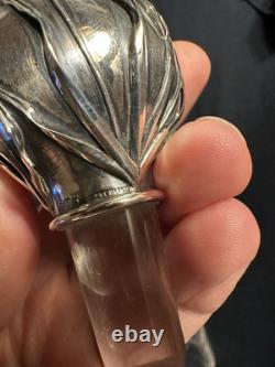 Antique Gorham Brilliant Cut Glass Whiskey Wheat Decanter Sterling Silver Bottle