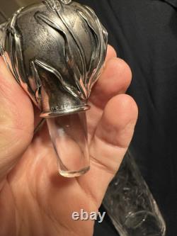 Antique Gorham Brilliant Cut Glass Whiskey Wheat Decanter Sterling Silver Bottle