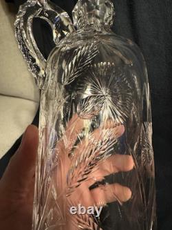 Antique Gorham Brilliant Cut Glass Whiskey Wheat Decanter Sterling Silver Bottle
