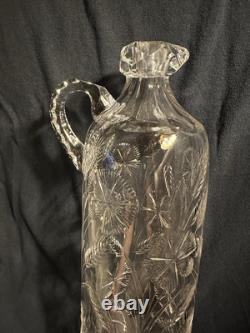 Antique Gorham Brilliant Cut Glass Whiskey Wheat Decanter Sterling Silver Bottle