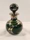 Antique Gorham Perfume Bottle Green Glass With Sterling Silver Overlay D940 Signed