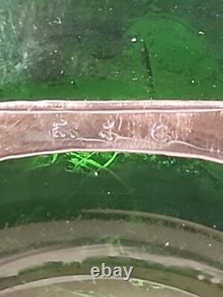 Antique Gorham Perfume Bottle Green Glass with Sterling Silver Overlay D940 Signed