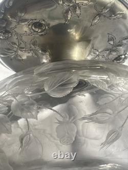 Antique Gorham Solid Sterling Silver & Cut Glass Rose Bowl Centerpiece
