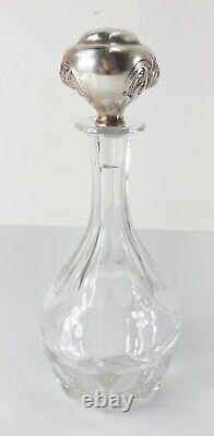 Antique Gorham Sterling Silver Art Nouveau and Crystal Glass Decanter Bottle